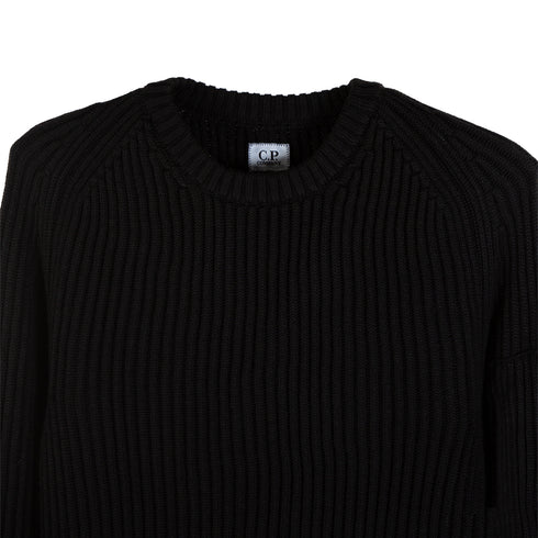 C.P. Company Merino Wool Sweater Black 999 13CMKN204A-005292A Degli Uberti